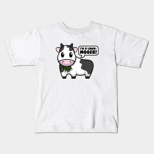 I'm A Lawn-Mooer! Funny Cute Cow Design Kids T-Shirt